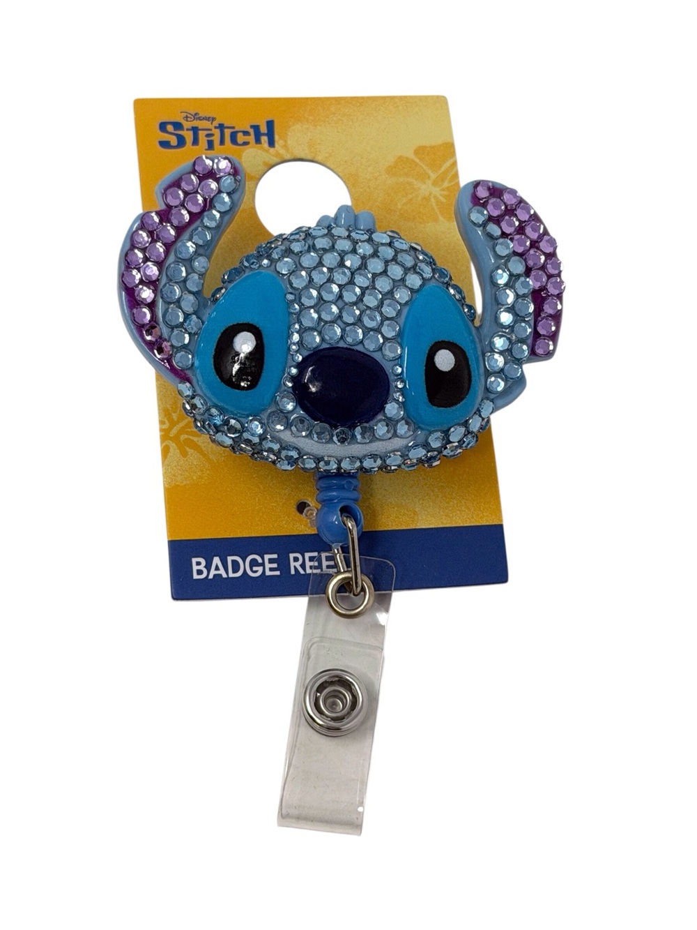Disney Stitch Rhinestone Badge Reel - Blue & Purple new